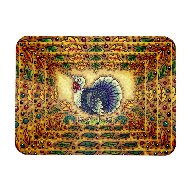 ERNTEDANK TÜRKEY UNICORN, WHIMSICAL FANTASY MAGNET (Horizontal)