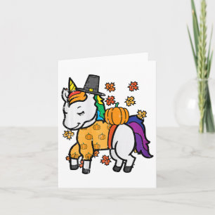 Erntedank Unicorn Niedlich Fall Mädchen Kleinkind Karte