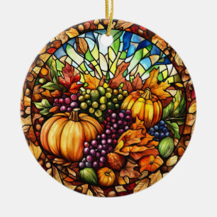 Erntedank verklebte Glasverzierung Keramik Ornament