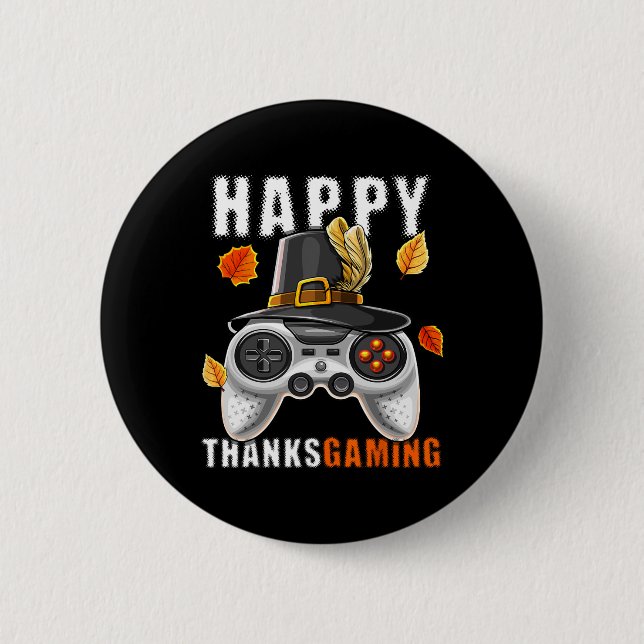 Erntedank Video Game Controller Pilgrim Costume Button (Vorderseite)