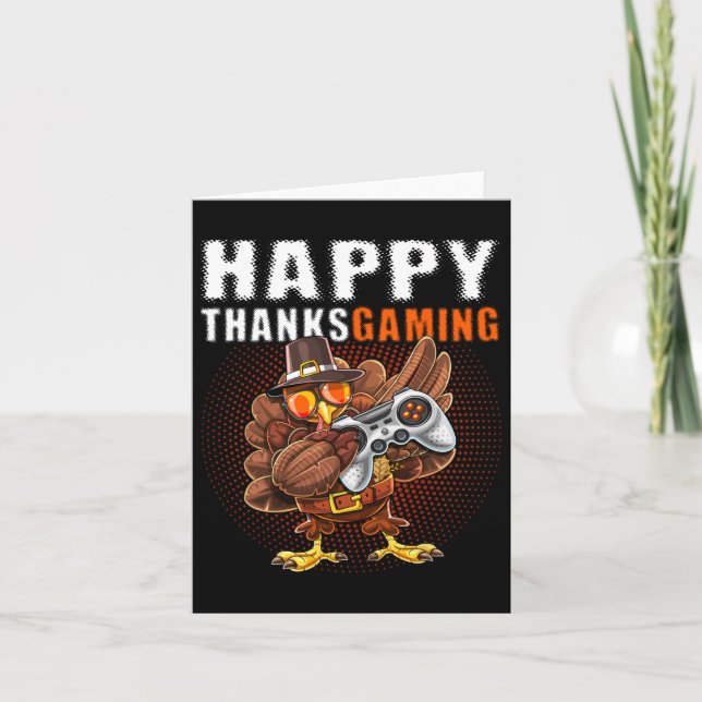 Erntedank Video Game Dabbing Türkei Pilgrim Boy Karte (Vorderseite)