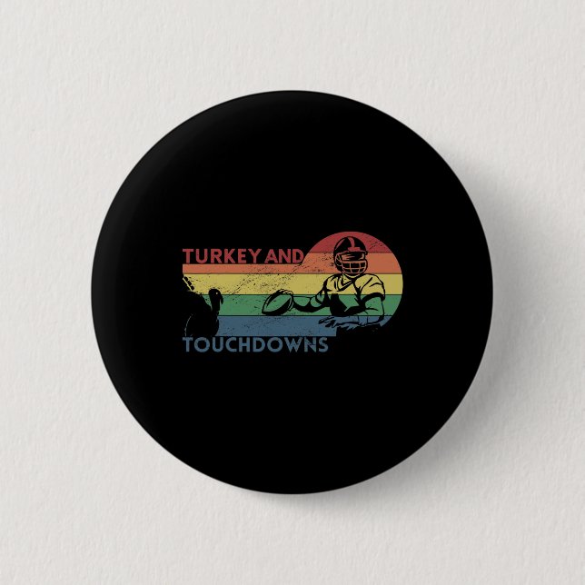 Erntedank Vintag Retro Türkei und Touchdowns F Button (Vorderseite)