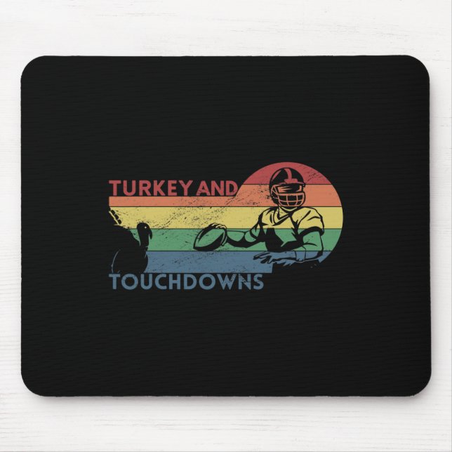 Erntedank Vintag Retro Türkei und Touchdowns F Mousepad (Vorne)