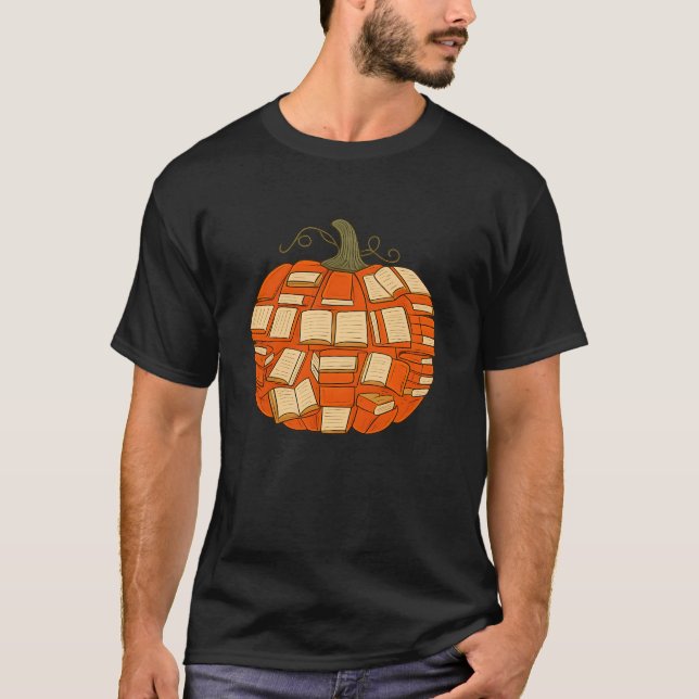 Erntedank Vintage Bücher und Pumpkins fallen T-Shirt (Vorderseite)