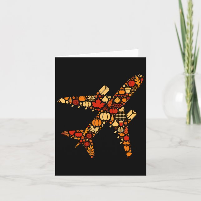 Erntedank von Herbst Pumpkin Fall Flugzeug Frauen  Karte (Vorderseite)