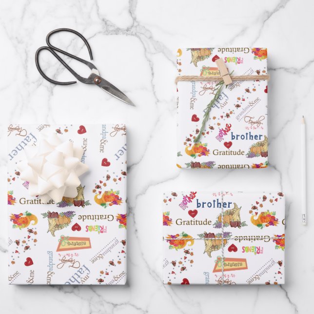 Erntedank von Papierblättern Geschenkpapier Set (Vorderseite)