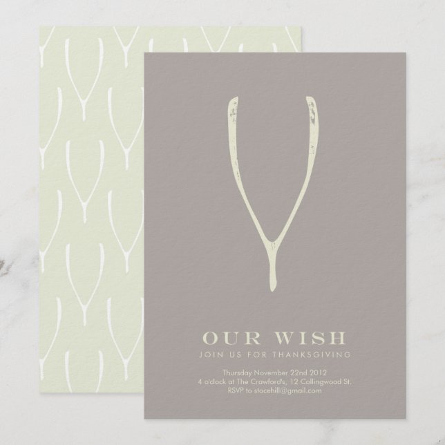 Erntedank von Wishbone // Grau Einladung (Vorne/Hinten)