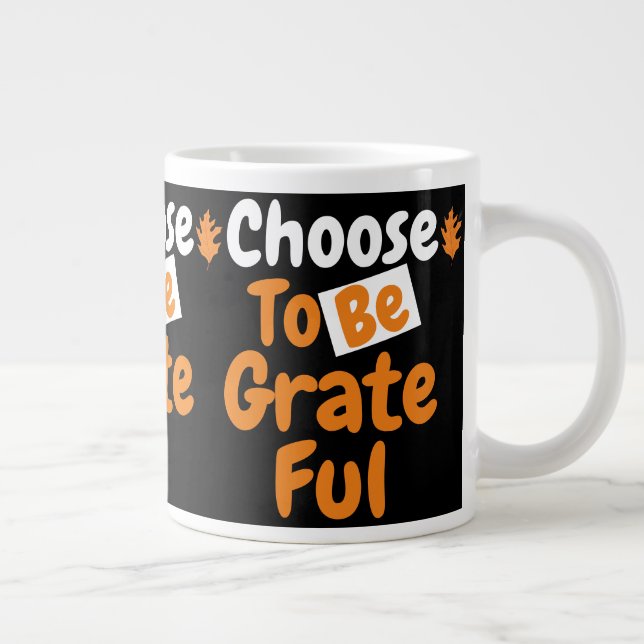 Erntedank Wählen Sie dankbar zu sein | Fall Theme Jumbo-Tasse (Rechts)