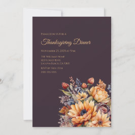 Erntedank-Wasserfarbe Blume-Lila- Einladung