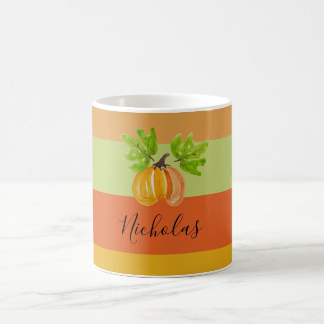 Erntedank Wasserfarbenkürbis Personalisiert Kaffeetasse (Mittel)