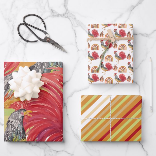 Erntedank Wasserfarbenroster Handgemalt Geschenkpapier Set (Vorderseite)