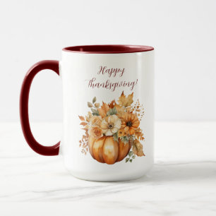 Erntedank Watercolor Pumpkin Blumendesign- Tasse