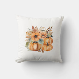 Erntedank Watercolor Pumpkin Floral Pattern Kissen