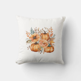 Erntedank Watercolor Pumpkin Floral Pattern Kissen
