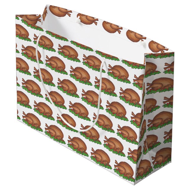 Erntedank Weihnachtsessen Türkei Geschenktasche Große Geschenktüte (Rückseite Schrägansicht)