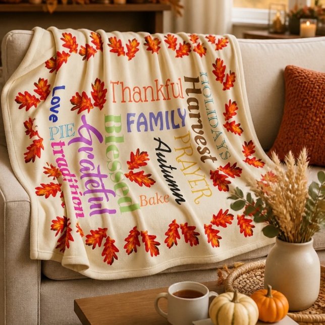 Erntedank Word List Fleece Blanket (Von Creator hochgeladen)