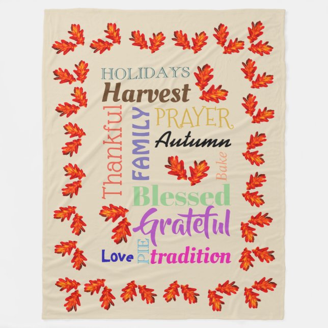 Erntedank Word List Fleece Blanket (Vorderseite)