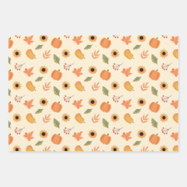 Erntedank Wrapping Paper Flat Sheet Set 3 Geschenkpapier Set