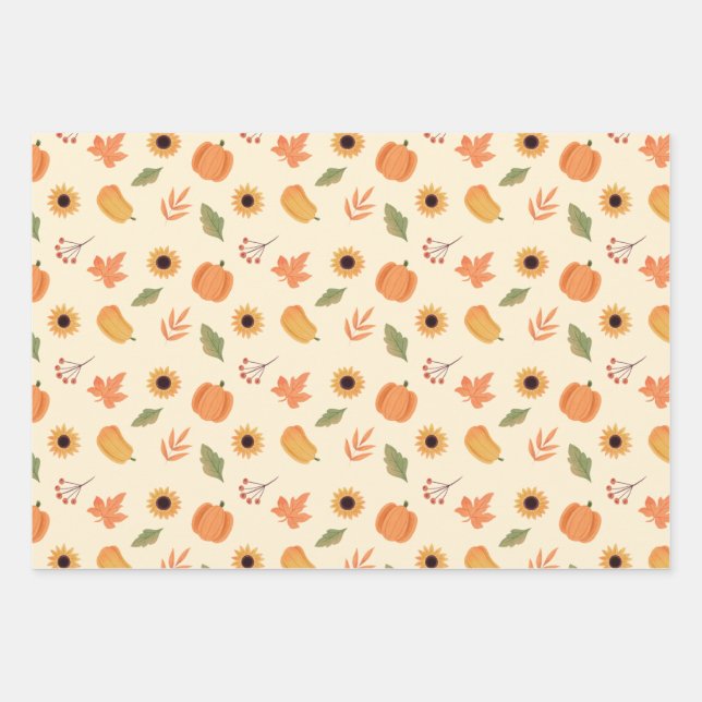 Erntedank Wrapping Paper Flat Sheet Set 3 Geschenkpapier Set (Vorderseite)