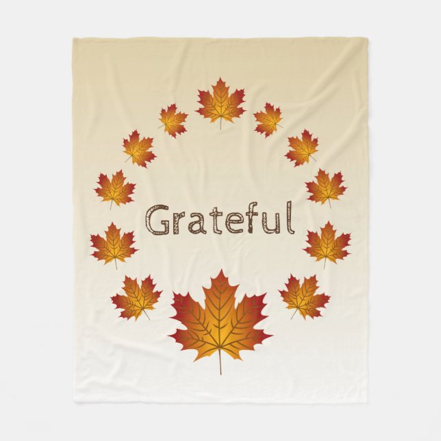 Erntedank Wreath Grateful Simple Maple Blätter Fleecedecke (Vorderseite)