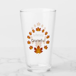 Erntedank Wreath Grateful Simple Maple Blätter Glas