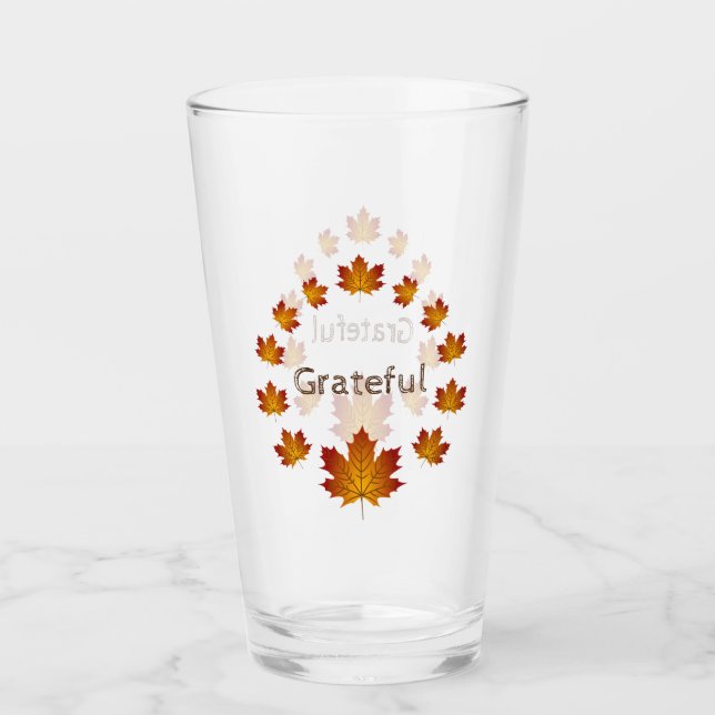 Erntedank Wreath Grateful Simple Maple Blätter Glas (Vorderseite)
