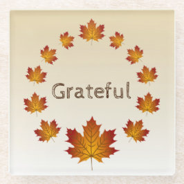 Erntedank Wreath Grateful Simple Maple Blätter Glasuntersetzer