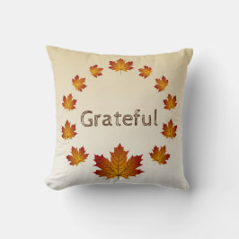 Erntedank Wreath Grateful Simple Maple Blätter Kissen