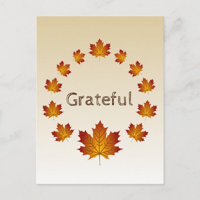 Erntedank Wreath Grateful Simple Maple Blätter Postkarte (Vorderseite)