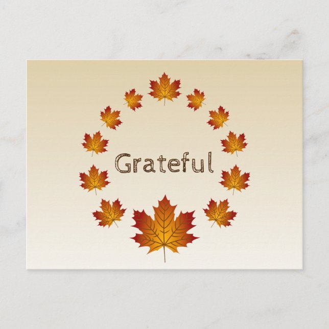 Erntedank Wreath Grateful Simple Maple Blätter Postkarte (Vorderseite)