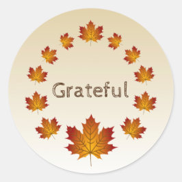 Erntedank Wreath Grateful Simple Maple Blätter Runder Aufkleber