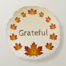Erntedank Wreath Grateful Simple Maple Blätter Rundes Kissen