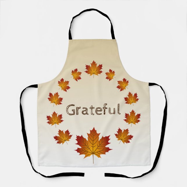 Erntedank Wreath Grateful Simple Maple Blätter Schürze (Vorderseite)