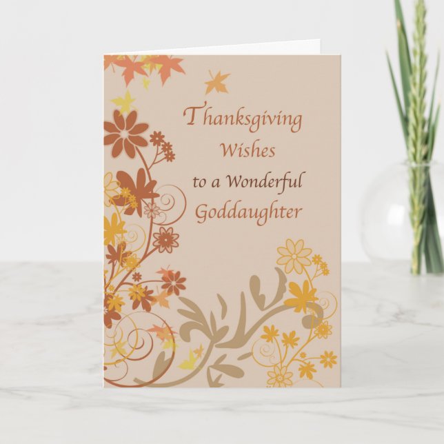 Erntedank wünscht Godtochter mit Herbstlauben Karte (Vorderseite)