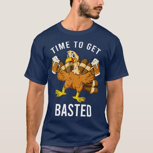 Erntedank Zeit, um gebastelt Türkei Bier T-Shirt (Vorderseite)