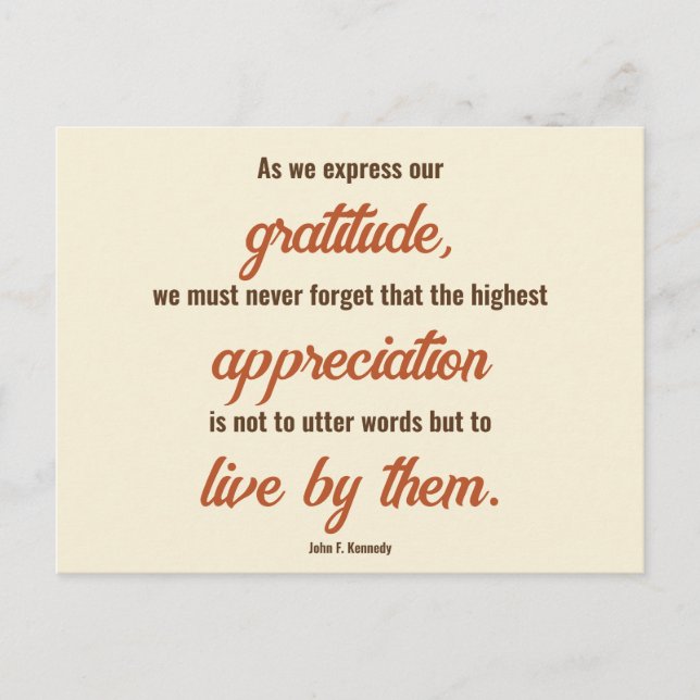 Erntedank Zitat von John F. Kennedy zweiseitig Postkarte (Vorderseite)