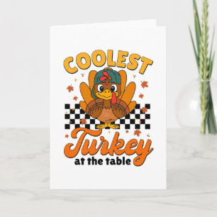 Erntedankfest Coolste Turkey Am Tisch Jungen Kinde Karte