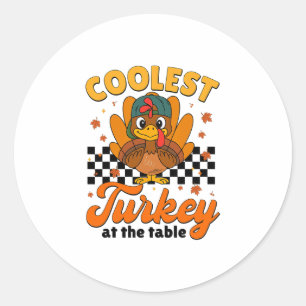 Erntedankfest Coolste Turkey Am Tisch Jungen Kinde Runder Aufkleber