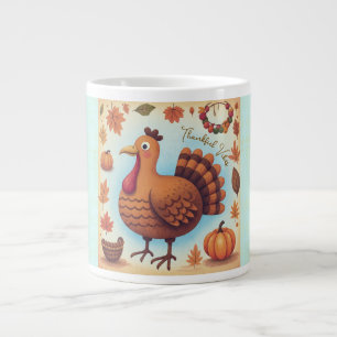 Erntedankfest,Dankbare Stimmung,Süßer Truthahn Jumbo-Tasse