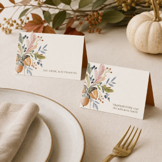 Erntedankfest-Dinner-Aquarell-Herbstblätter Platzkarte
