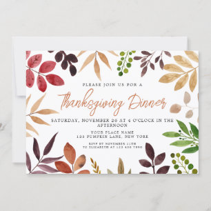 Erntedankfest Dinner Farbige Herbstblätter Einladung