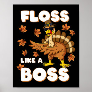 Erntedankfest Fädelt wie ein Boss Truthahn Pilger Poster