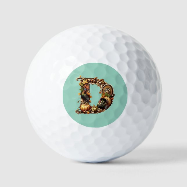 Erntedankfest-Geschenk mit Buchstabe D Golfball (Vorderseite)