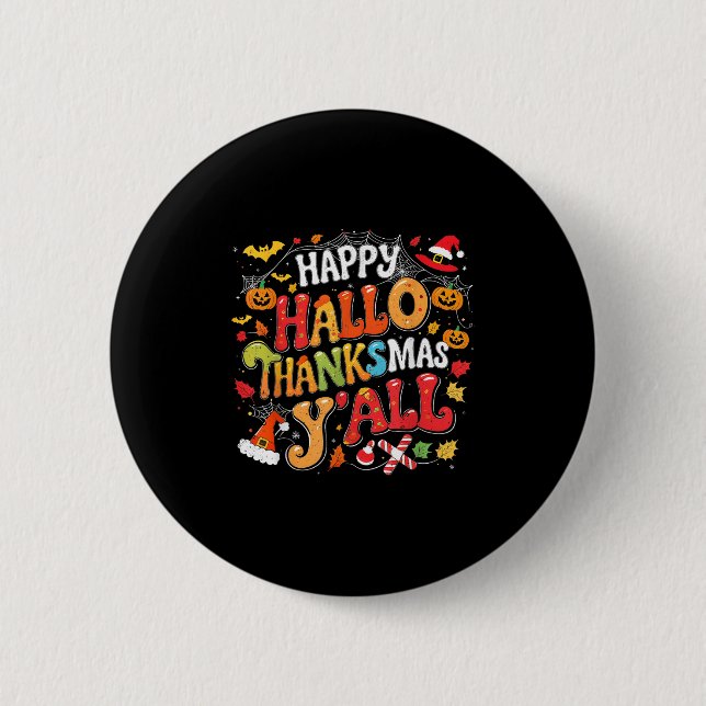 Erntedankfest Halloween Frohes Hallothanksmas Euch Button (Vorderseite)