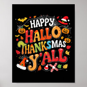 Erntedankfest Halloween Frohes Hallothanksmas Euch Poster