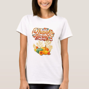 Erntedankfest Herbst Ahornblätter und Kürbisse T-Shirt
