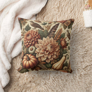 Erntedankfest Herbst Vintage Floral Kürbis Kissen