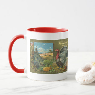 Erntedankfest im alten Stil, Truthahn auf dem Baue Tasse