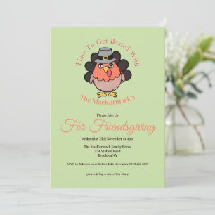 Erntedankfest Lustiger Truthahn Friendsgiving Fest Einladung