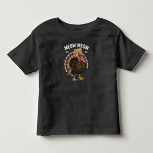 Erntedankfest Lustiger Truthahn Katze Miauen Herbs Kleinkind T-shirt